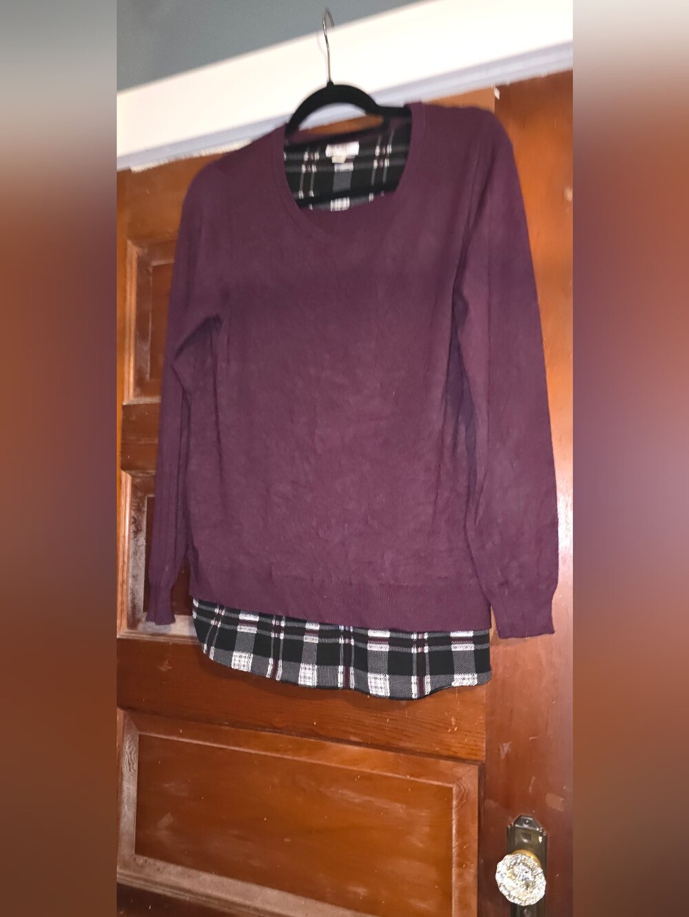 croft & barrow Plum Layered-Look Crewneck Sweater